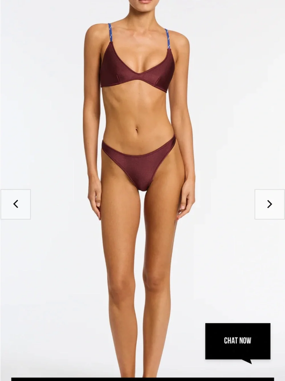 triangl swimwear Maroon Bikini with Blue Straps